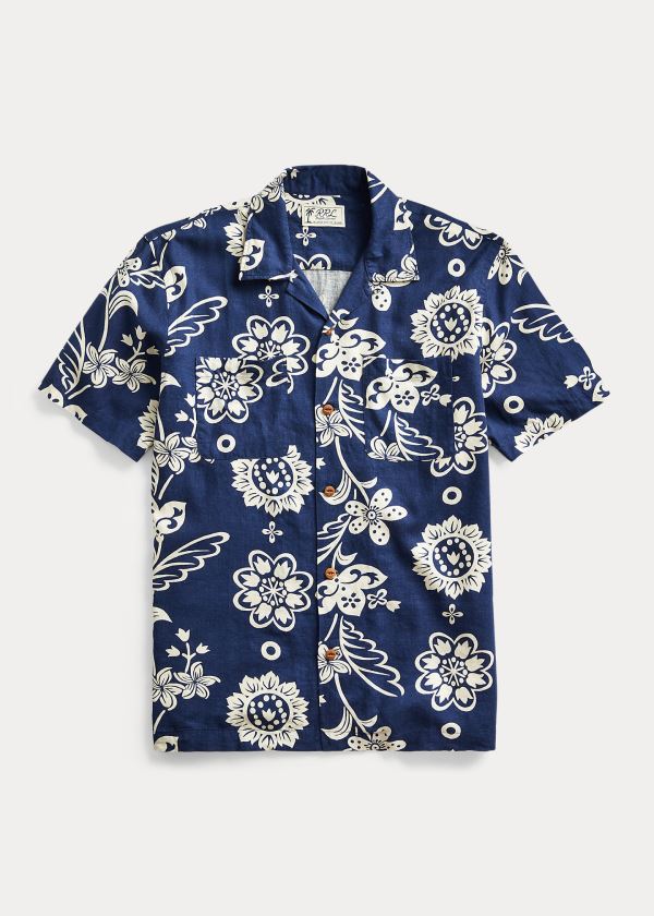 Men's Ralph Lauren Print Linen-Blend Camp Shirts | 543918FIN